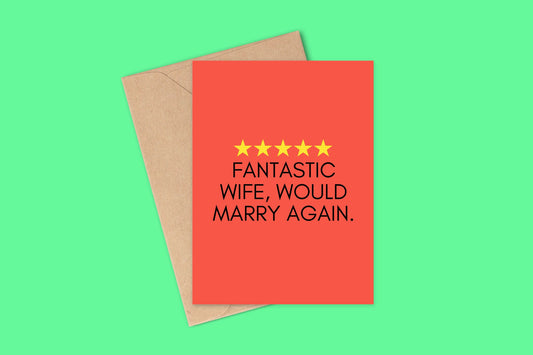 Funny Card For Wife, Fantastic Wife Review Card, Five Star Wife, Happy Birthday, Birthday Card, Card for Wife, Funny Anniversary Card,