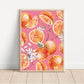 Oranges Print Design, Home Decor, Kitchen Wall Art, A5/A4/A3/A2 Oranges Print Wall Art, Kitchen Print, Different Colour Options,