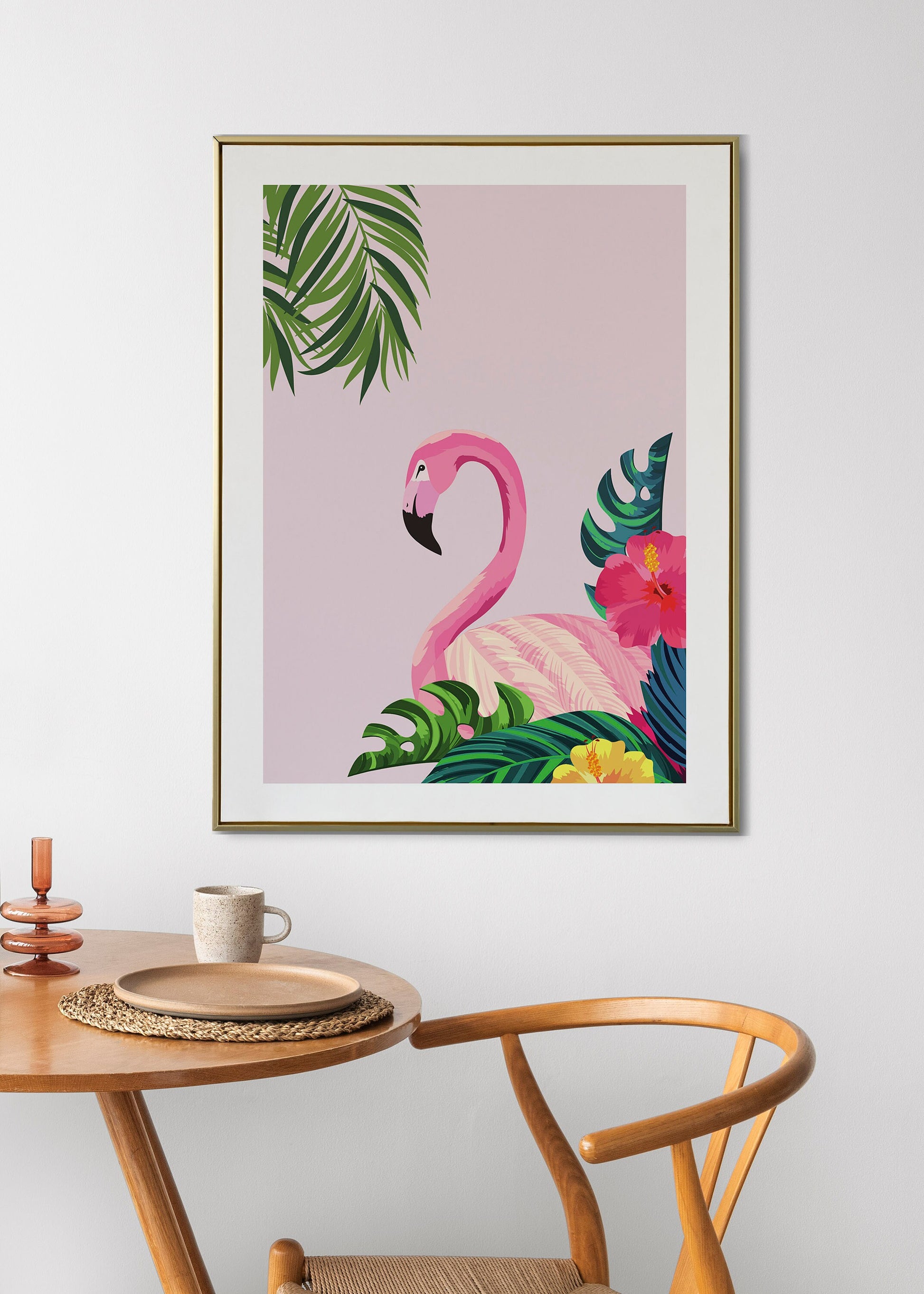 Pink Flamingo Print, Boho Home Decor, Animal Wall Art, Animal Prints, Living Room, A5/A4/A3/A2, Trending, Retro Colours, Flamingo Art Print