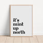 It's Mint Up North print, Up North, Northern Print, Northern City, Manchester, Leeds, Yorkshire, Lancashire, Indie Poster, A5 A4 A3, North