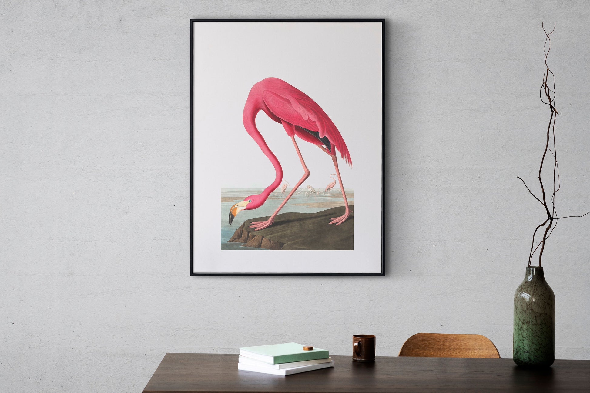 Pink Flamingo Vintage Art Print, Vintage Decor, Antique Bird Illustrations, John Audubon, Trending, Flamingo Vintage Print, Vintage Art