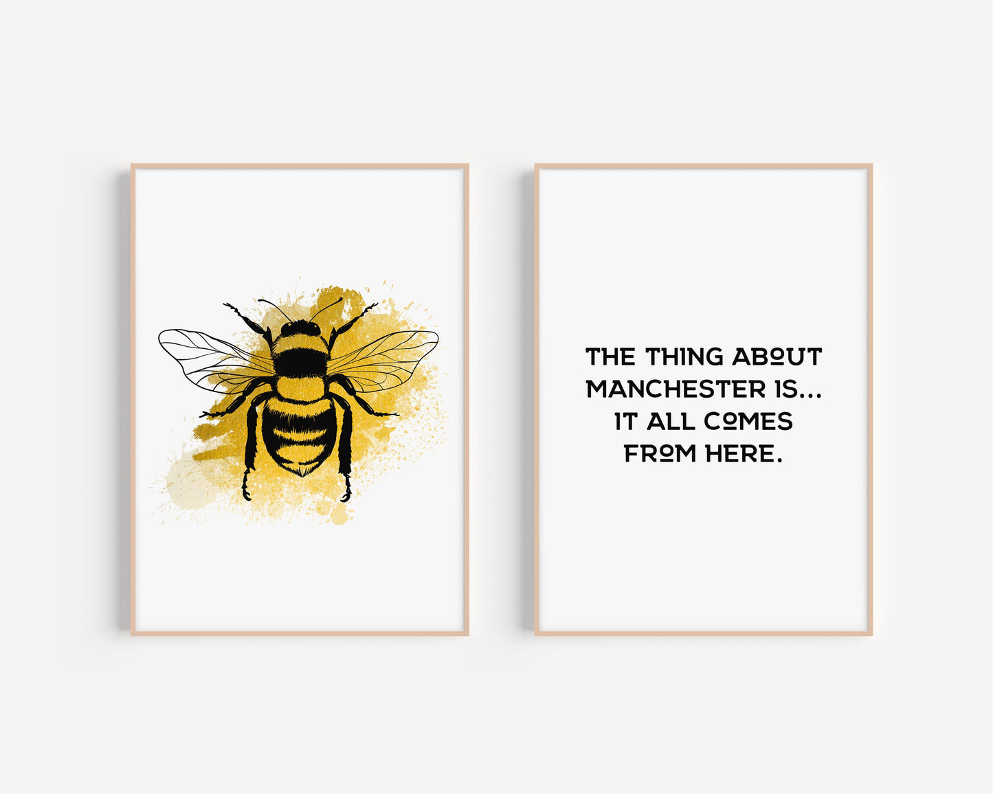 Manchester Bee Double Print, Manchester Art Print, Manchester Bee, Manchester Prints Unframed, A5/A4/A3/A2, Manchester Bee, Love Manchester,