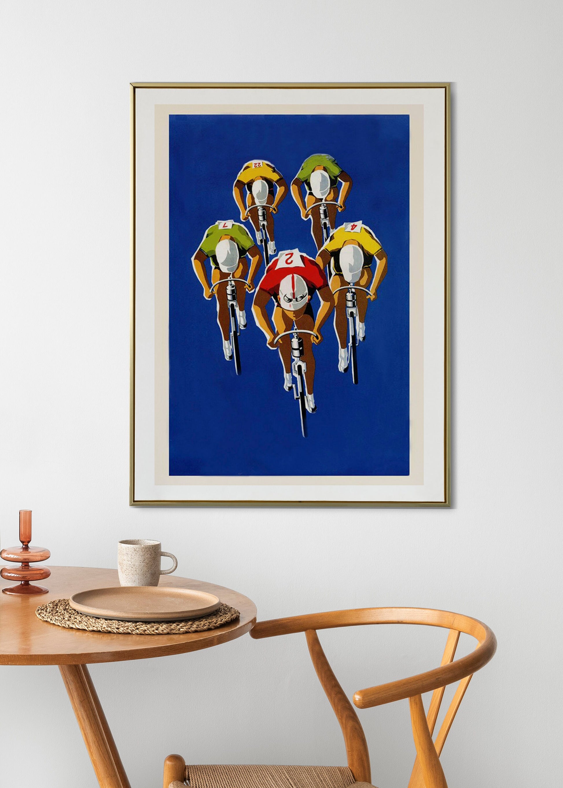Vintage Cycling Art Print, Vintage Decor, Cycling illustration, Tour De France, Remastered Art Print, Vintage Art, Cycling Wall Decor,