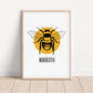 Manchester Bee Print, Manchester City Art Print, Manchester Bee,  Manchester Print Unframed, A5/A4/A3/A2, Manchester Bee, Love Manchester,