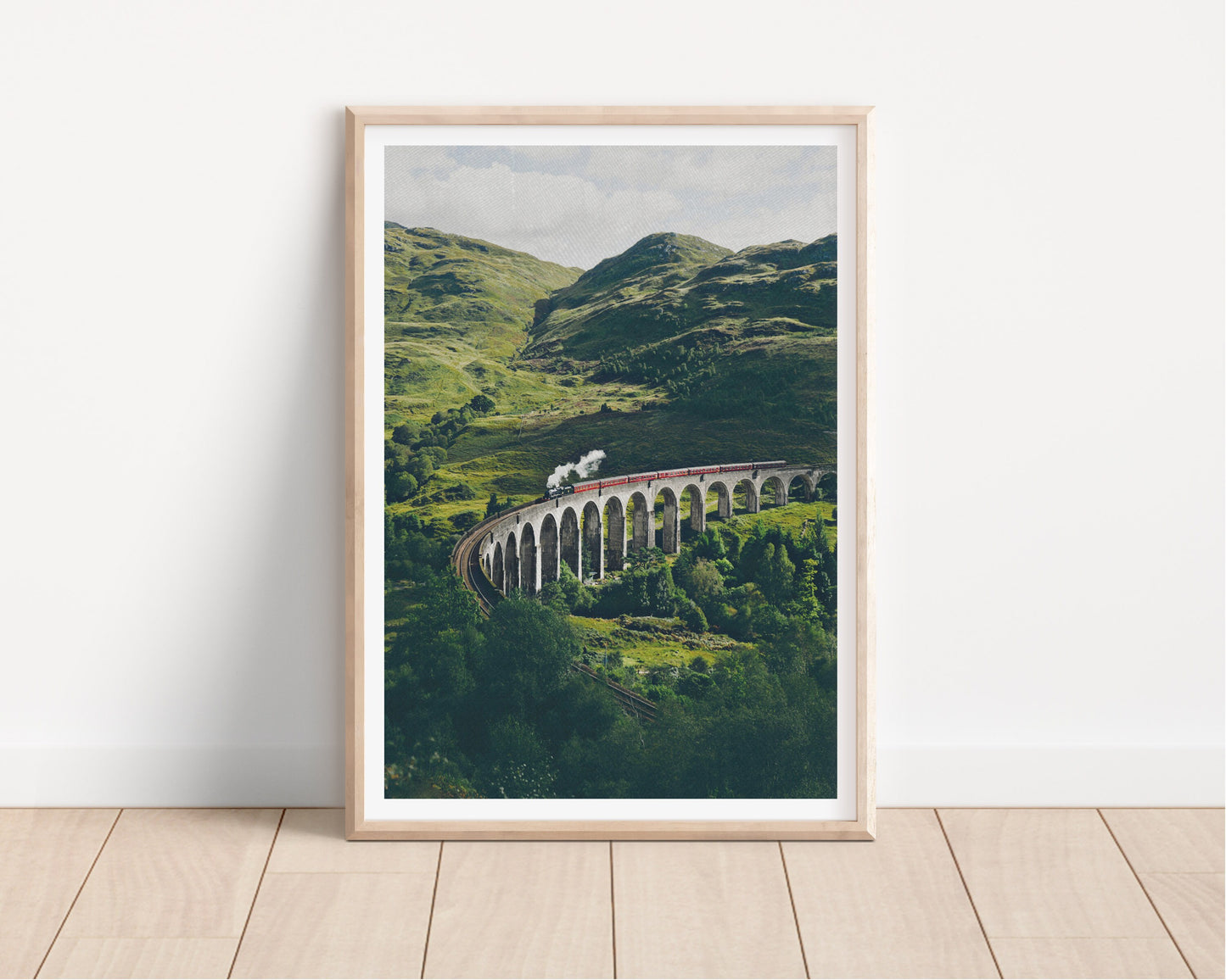 Scotland art print, Glenfinnan Viaduct Print, Oil Paint Style, Scotland, Glenfinnan, Steam Train wall art, Scotland Wall Decor, Landscape,