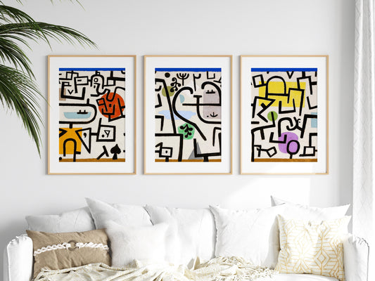 Colourful Abstract Wall Art, Set of 3 Prints, Paul Klee, Modern Art, Abstract Art, Bedroom Decor, Living Room, A5/A4/A3/A2, Paul Klee Art,