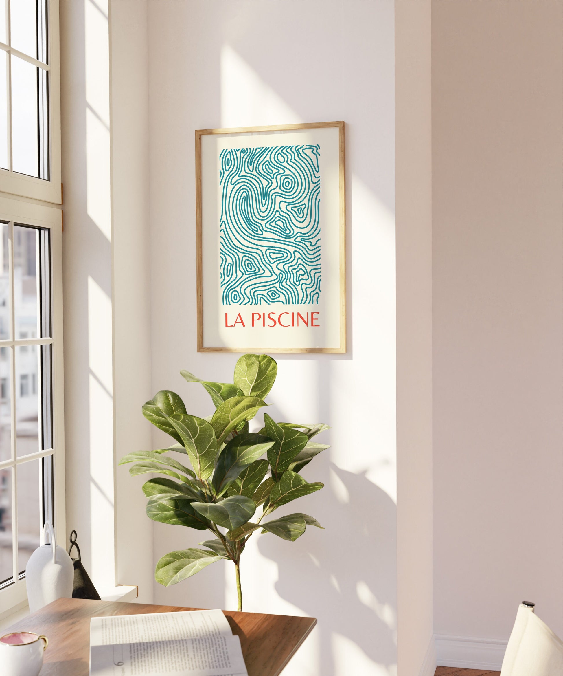 Abstract Art Print, French Style Print, Classic Retro Print, Modern Aesthetic, Minimal Design, Trending, Retro Colours, Swimming Pool