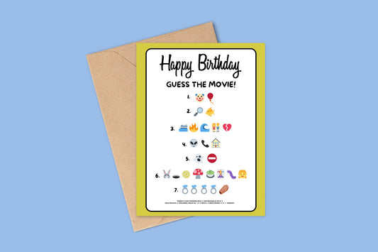 Unique Birthday Card For Movie Fan, Guess The Movie Birthday Card, Movie Quiz Card, Happy Birthday, Birthday Card, Card for Movie Fan