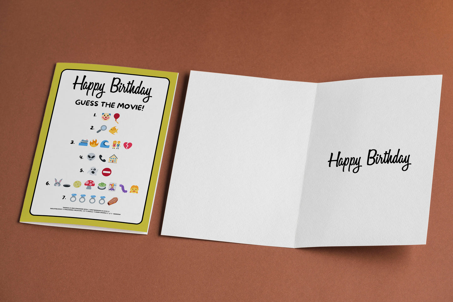 Unique Birthday Card For Movie Fan, Guess The Movie Birthday Card, Movie Quiz Card, Happy Birthday, Birthday Card, Card for Movie Fan