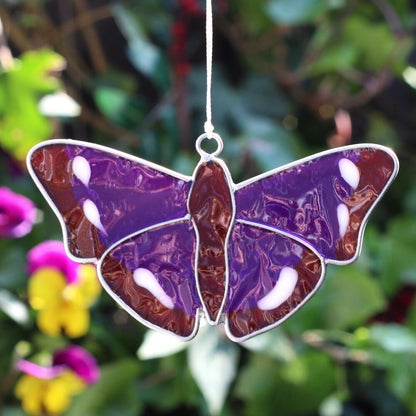 Butterfly Suncatchers, Stained glass suncatchers for window, hanging decoration, Butterfly Suncatcher, Garden Gift, Purple Emperor