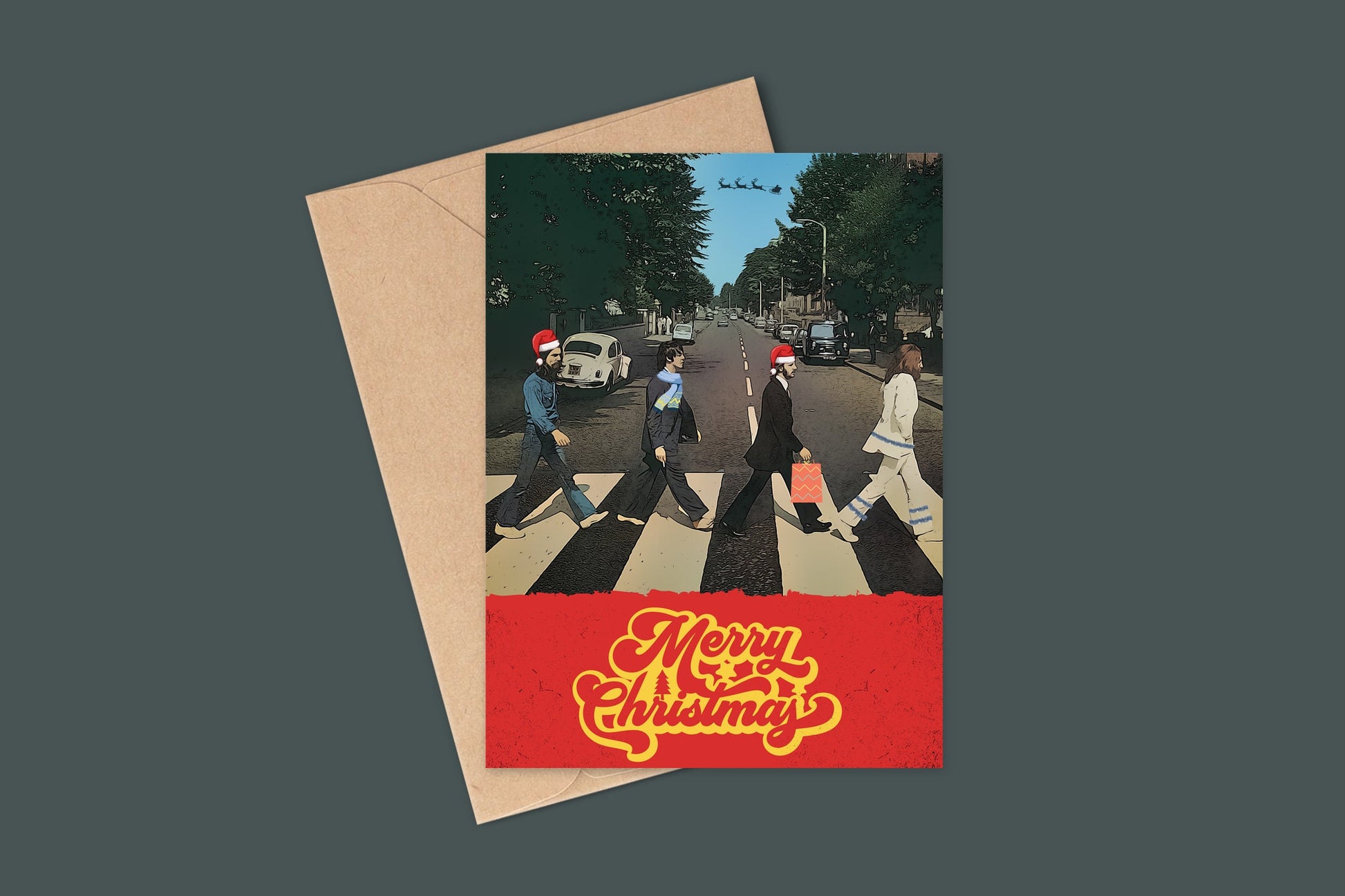 The Beatles Inspired Christmas Card, The Beatles Greeting Card, Abbey Road Inspired Illustration, Album Art Card, Fun Christmas Cards