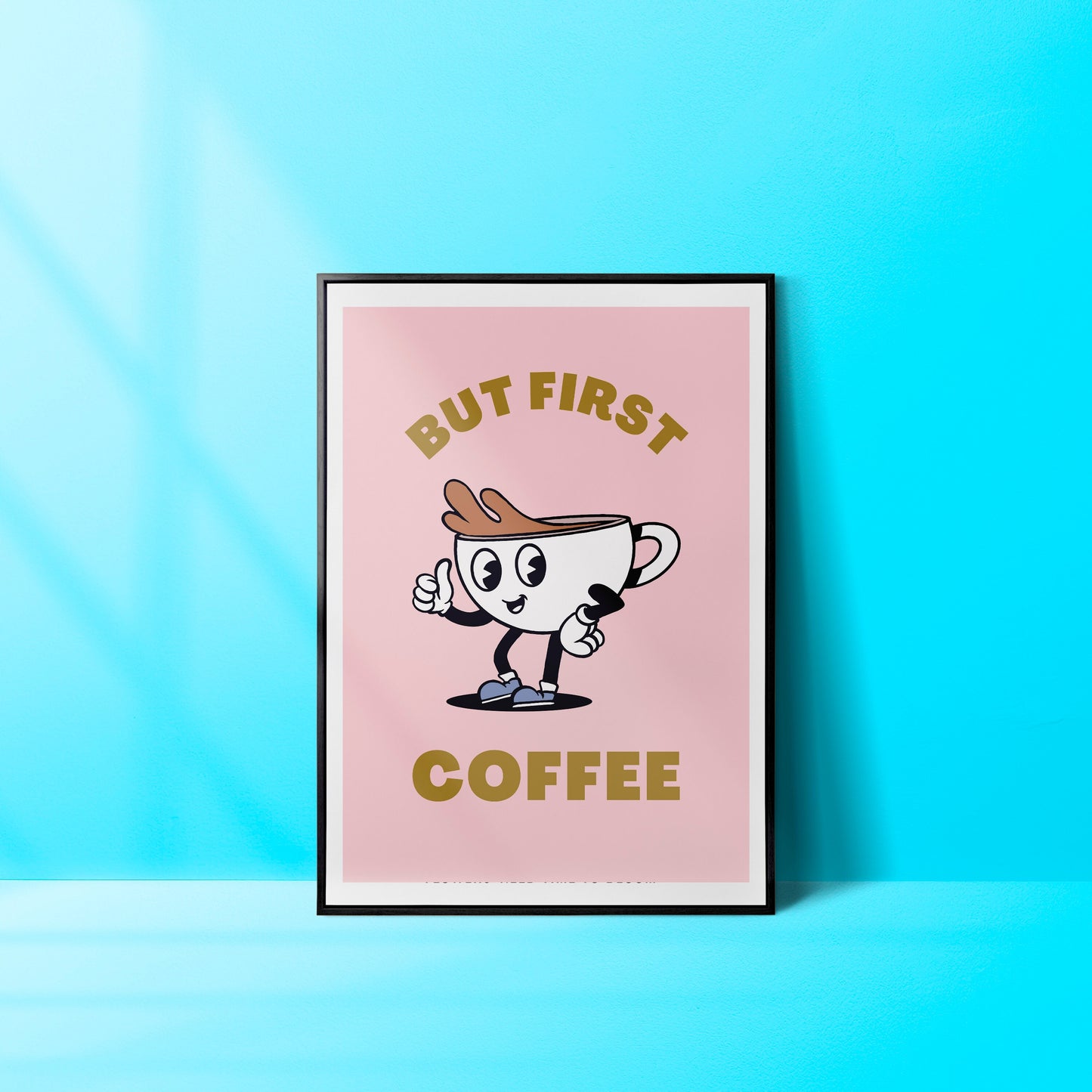 But First Coffee Character Art Print, Modern Graphic Design Print, Minimal Art Print, Coffee Lovers Print, Coffee Print, Kitchen Prints