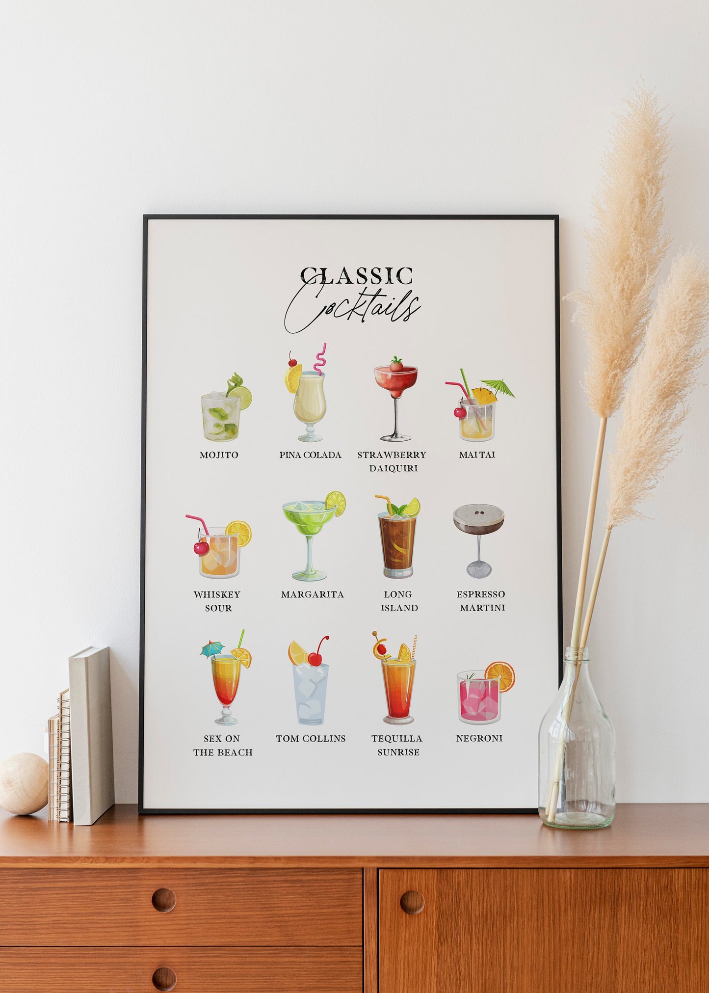 Classic Cocktails Print, Cocktails Poster, Cocktails Art, Cocktail Gifts, Bar Print, Cocktails, Cocktail Selection, Kitchen Art, Dining Room