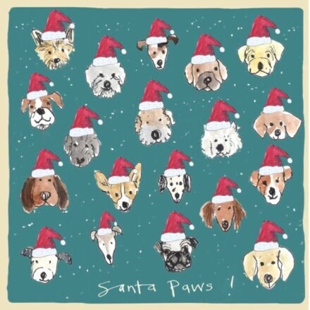 Santa Paws Christmas Card, Dog Illustrations Card, Christmas Card For Dog Lover, Christmas card, Dog Themed Christmas Cards