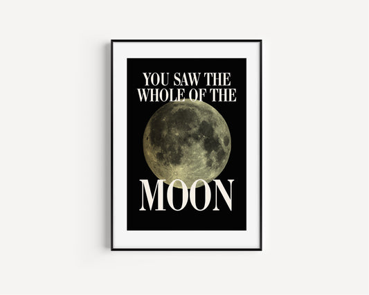 The Waterboys Inspired Print, The Whole Of The Moon Lyrics Print, Retro, Music Wall Art, Indie Music Print, Gig Concert Poster, Music Prints
