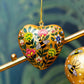 Kashmiri Floral Heart With Bee Papier Mache Hanging Decoration, Handmade Decoration, Handmade Tree Decorations, Christmas Fun, Gold Colours