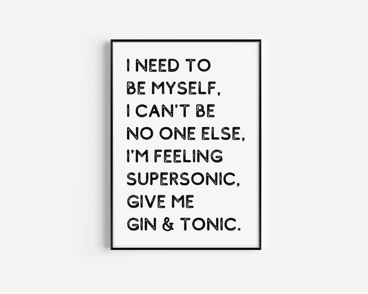 Supersonic Oasis Inspired Art Print, Oasis Wall Art, Supersonic, Music Print, Rock Music Art, Music Wall Art, Oasis, Music Lyrics,