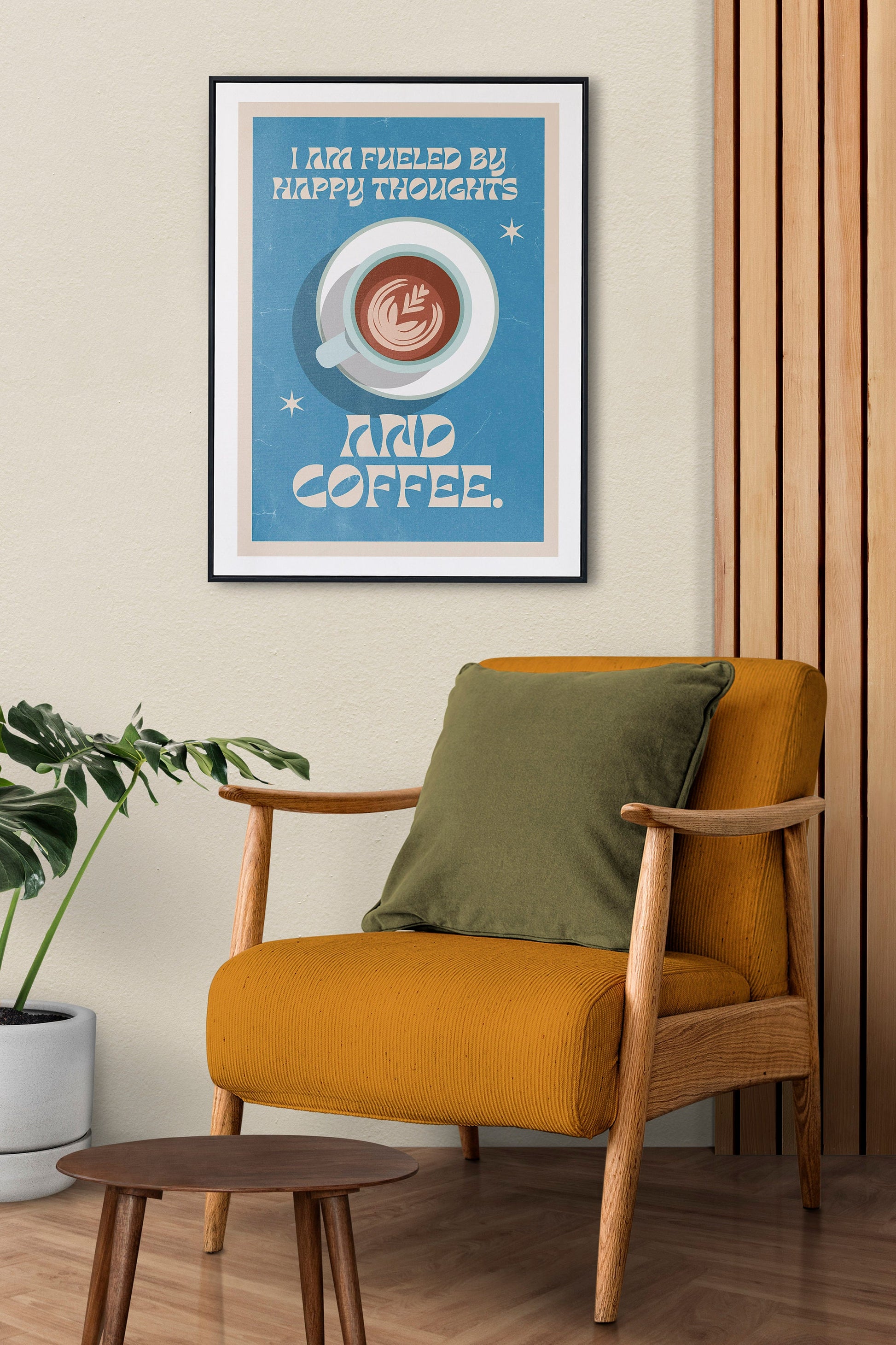 Retro Quote Wall Art Print, Coffee Quote Wall Décor, Coffee Art Print, Kitchen Wall Art, A5 A4 A3 Coffee Poster, Café Print, Retro Poster