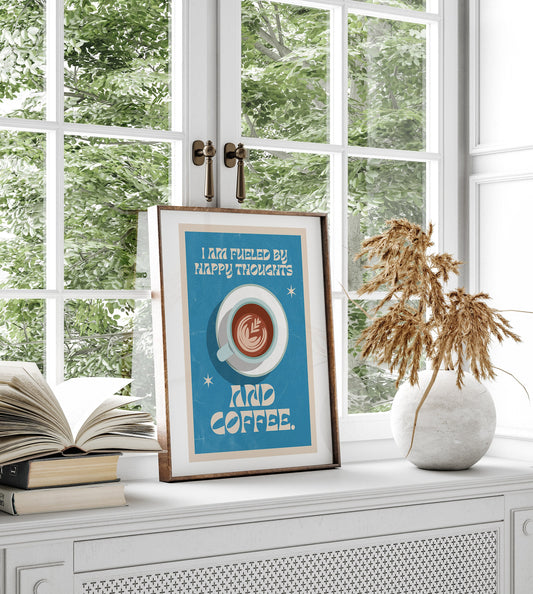 Retro Quote Wall Art Print, Coffee Quote Wall Décor, Coffee Art Print, Kitchen Wall Art, A5 A4 A3 Coffee Poster, Café Print, Retro Poster