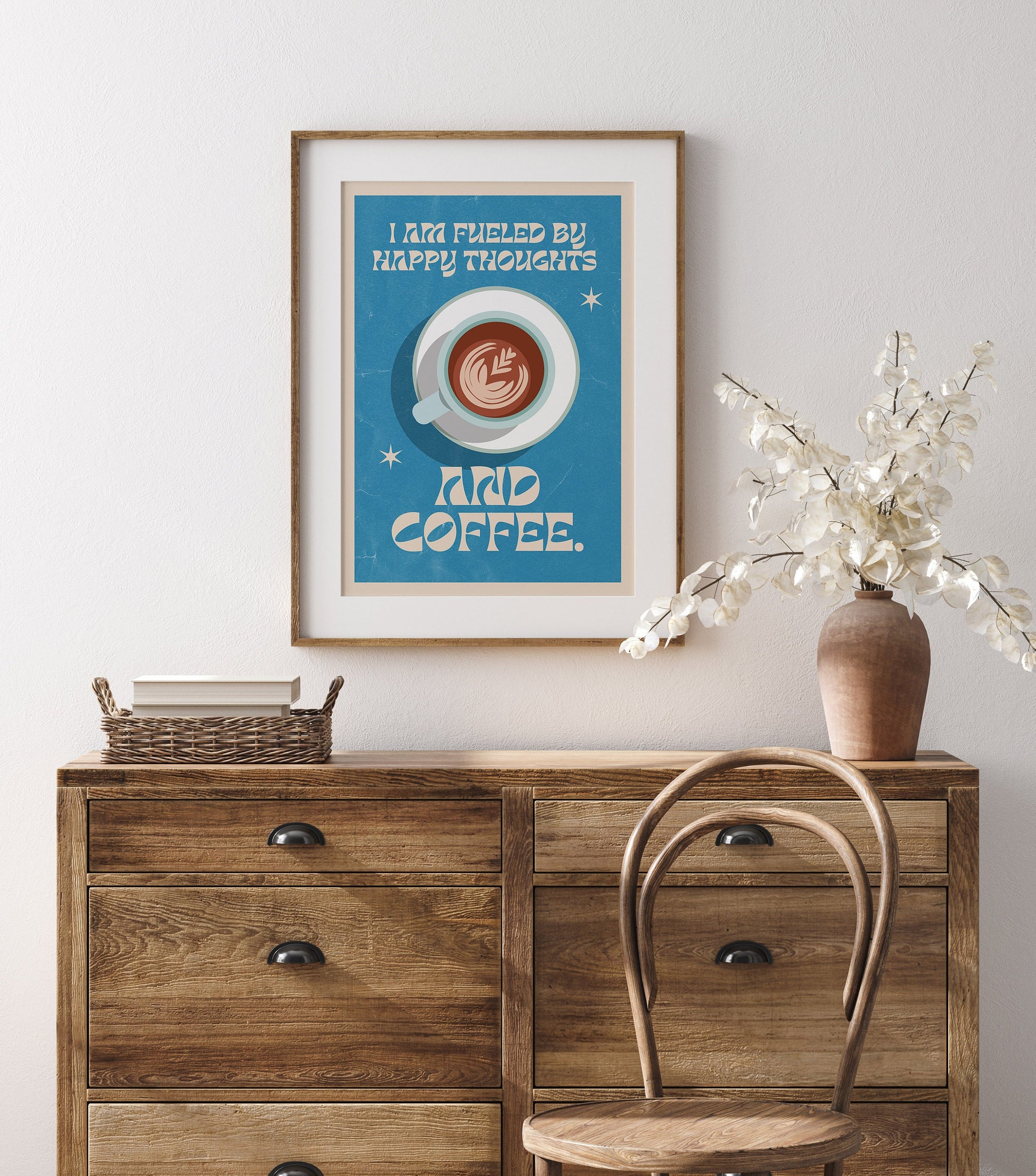 Retro Quote Wall Art Print, Coffee Quote Wall Décor, Coffee Art Print, Kitchen Wall Art, A5 A4 A3 Coffee Poster, Café Print, Retro Poster