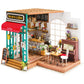 Build Your Own Coffee Shop, Doll House DIY Kit, Model Set, Miniature Coffee Shop Craft Kit for Adults, Mini Diorama Shop with Furniture