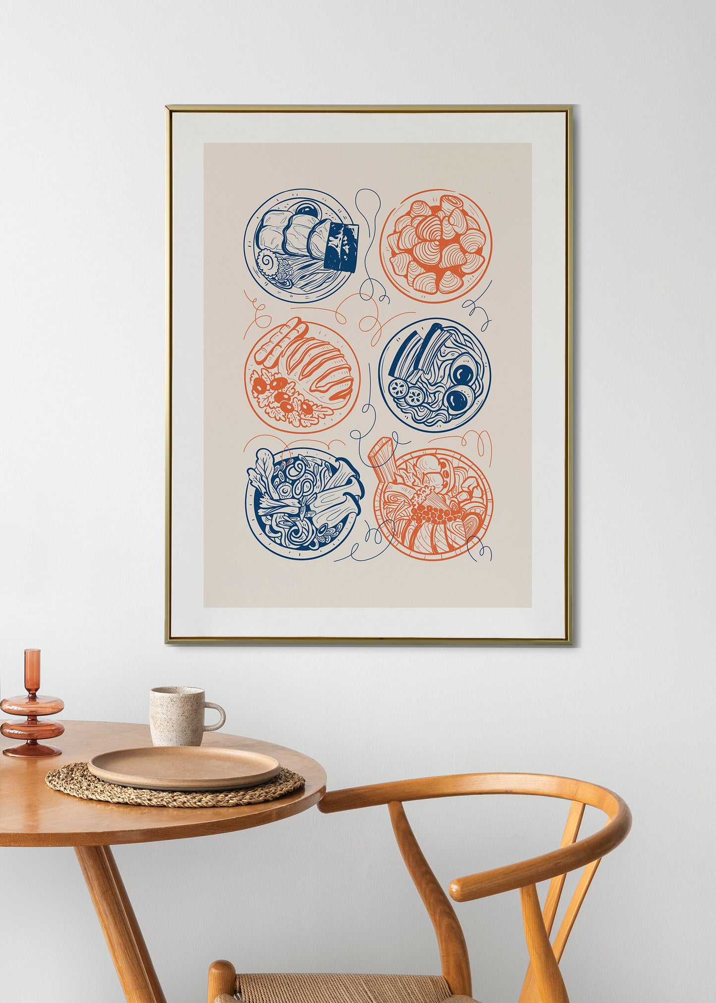 Japanese Food Wall Art, Abstract Style, Japanese Food Illustrations, Kitchen Art, Dining Room Decor, Kitchen Prints, A5/A4/A3/A2, Japanese