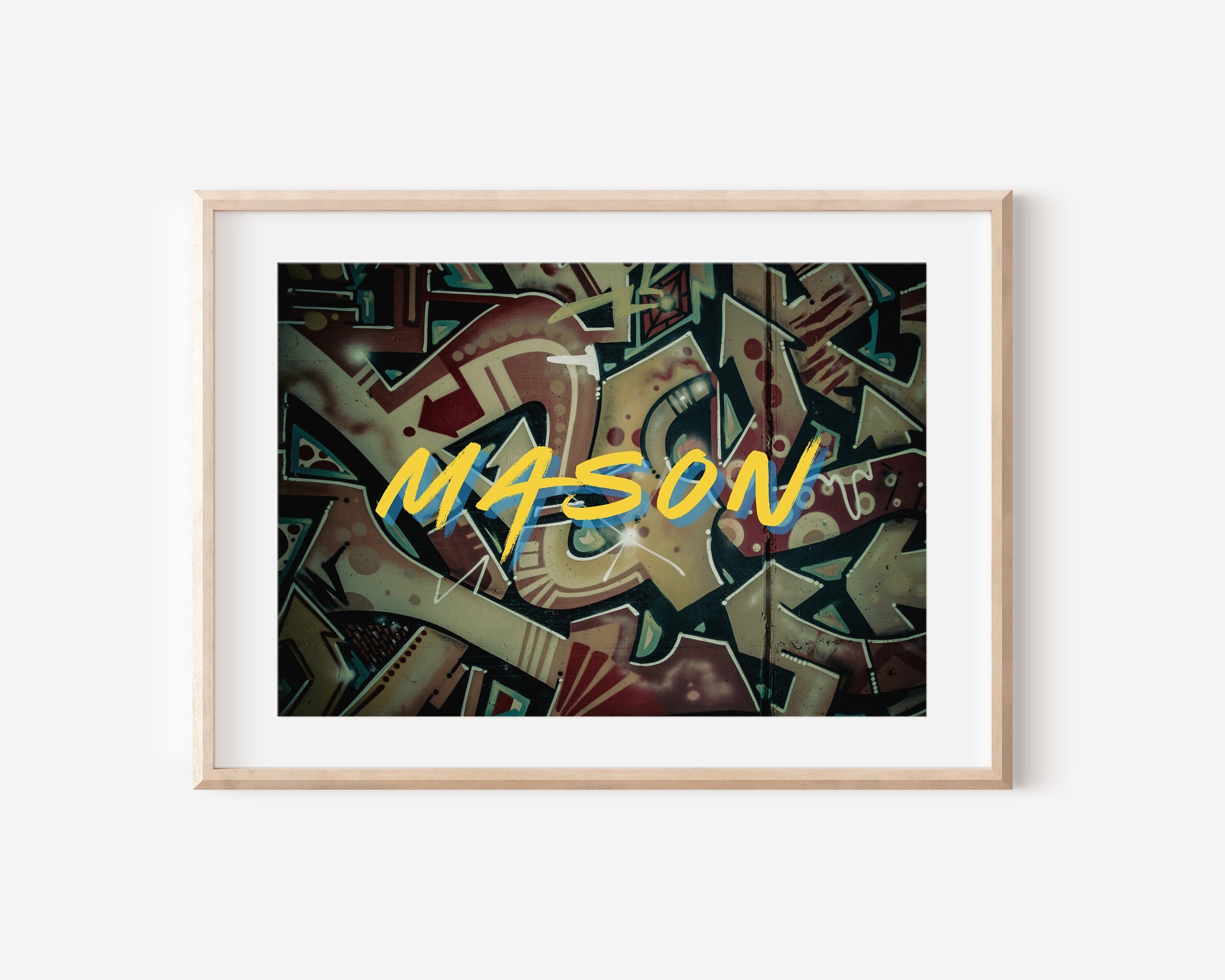 Personalised Name Graffiti Wall Art Print - Boys Girls Childrens bedroom street urban art, Colourful Graffiti art, Custom Name styles