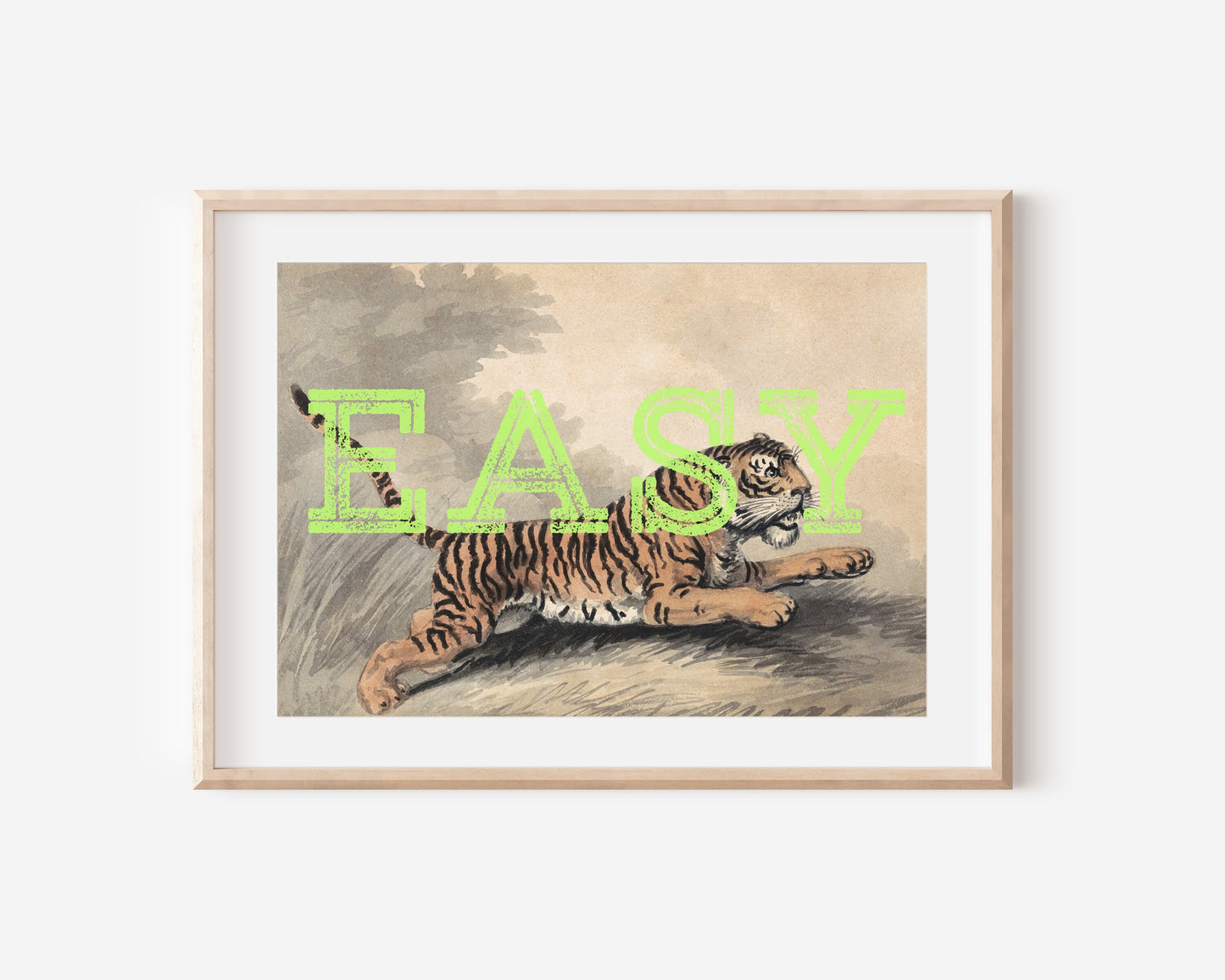 Easy Tiger Print, Tiger Print, Easy Tiger Wall Art, Hallway Prints, Living Room Decor, Quote Prints, Animal Prints, Retro Prints