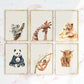 Safari Personalised Prints, Koala Giraffe Panda Baby Girls Set of 2 Nursery Prints, Nursery Decor, Safari Animals Prints, Kids Room Art