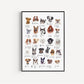 A-Z of Dogs Print, Dogs Alphabet, Dog Print Illustration, Pet Illustrations, Dog Lovers Gift, Dog Poster, Dog Prints, Dogs, Dog Breeds