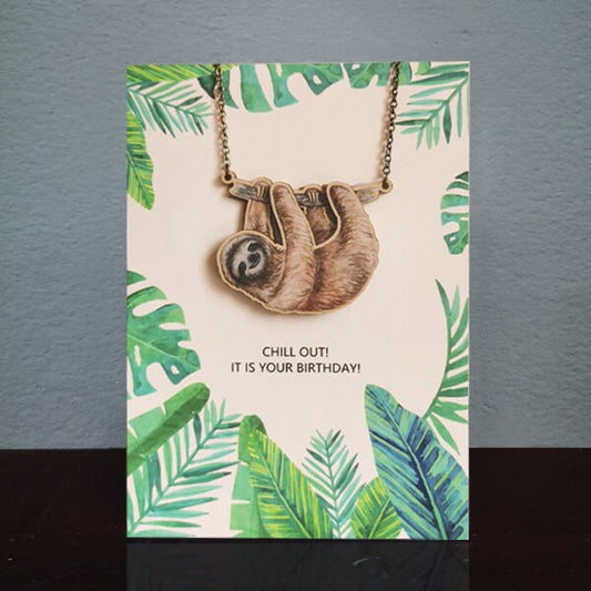 3D Pop Up Sloth Necklace Card, Card For Animal Lover, Sloth Necklace Card, Pop up Card, Cards For Children, Pop Up cards, 3D Design