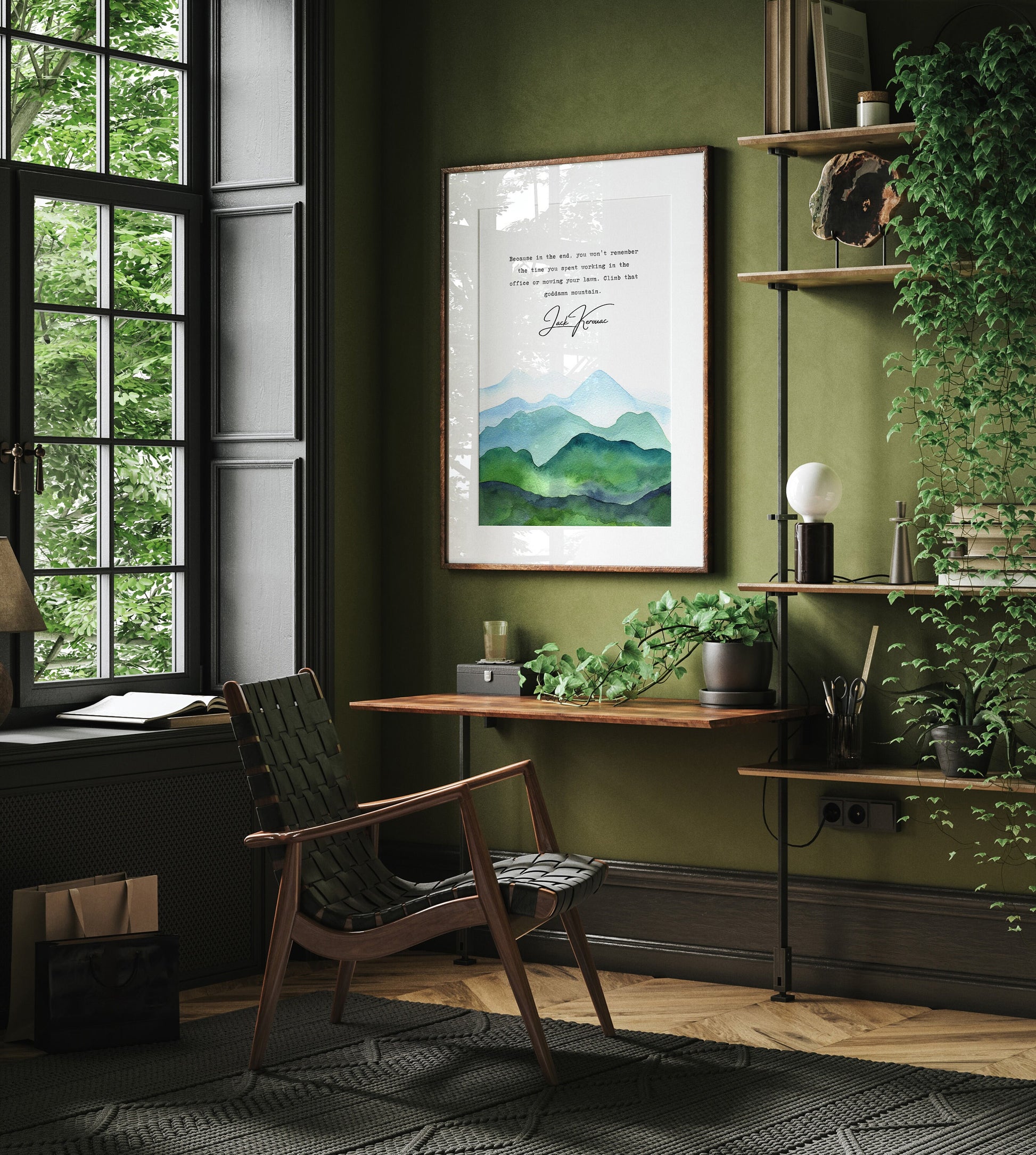 Climb That Goddamn Mountain Print, Mountain Print, Hiking, Exploring Print Unframed, A4 A3 A2, Walking and Hiking, Jack Kerouac Quote