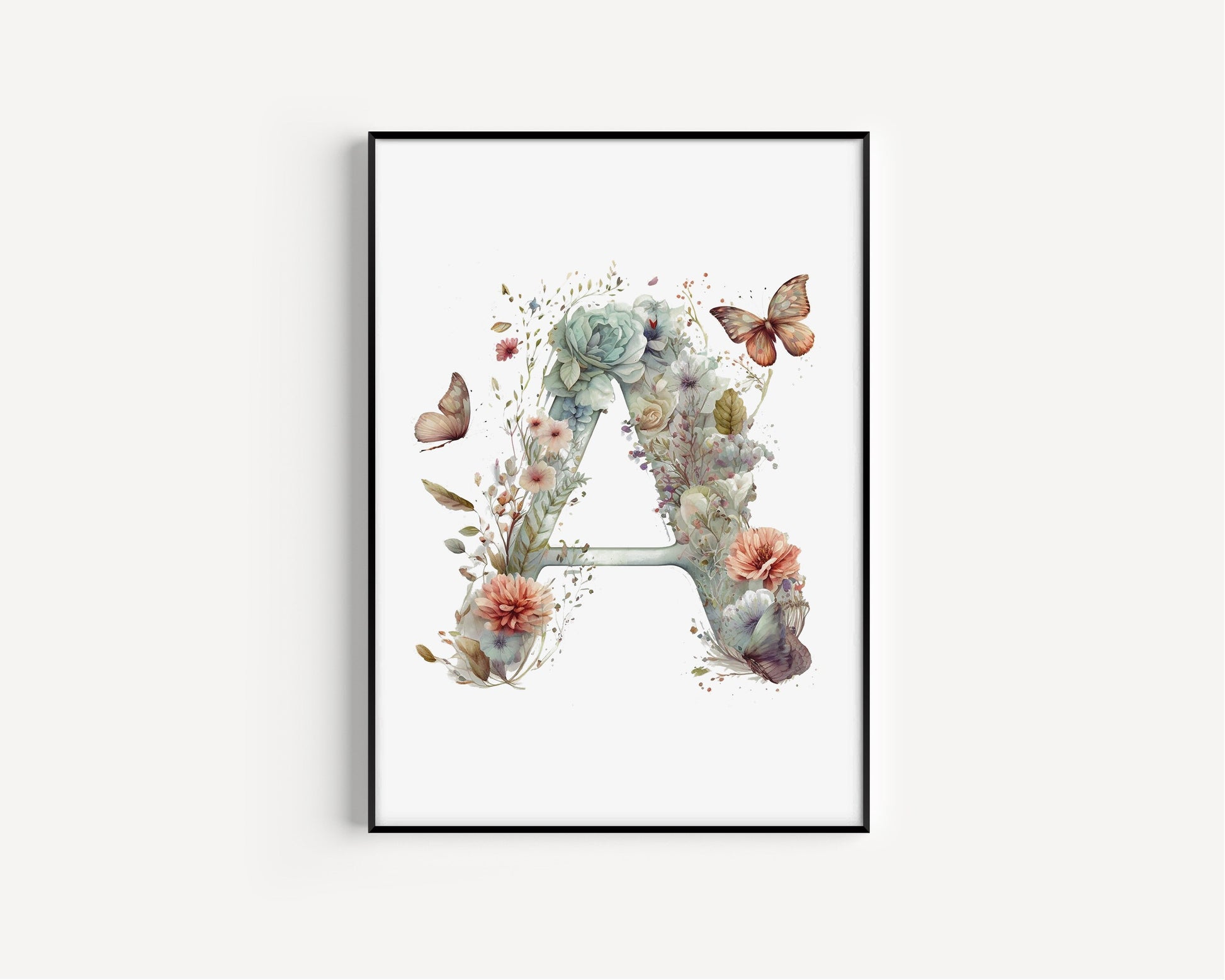 Custom Floral Initial Print, Custom Floral prints, Custom Initials, Personalized initial, Kids Bedroom Print, Nursery Décor, New Baby Gift