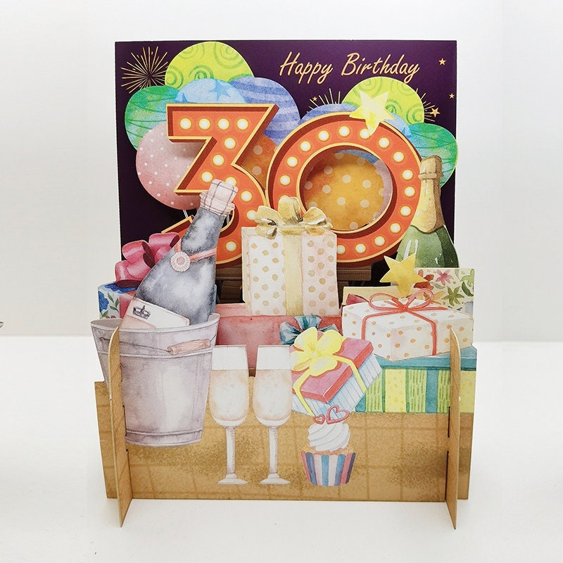 3D Pop Up 30th Birthday Card, Birthday Card For Him or Her, 30th Themed Card, 30th Birthday Card, Choice of 2, Pop Up cards, 3D