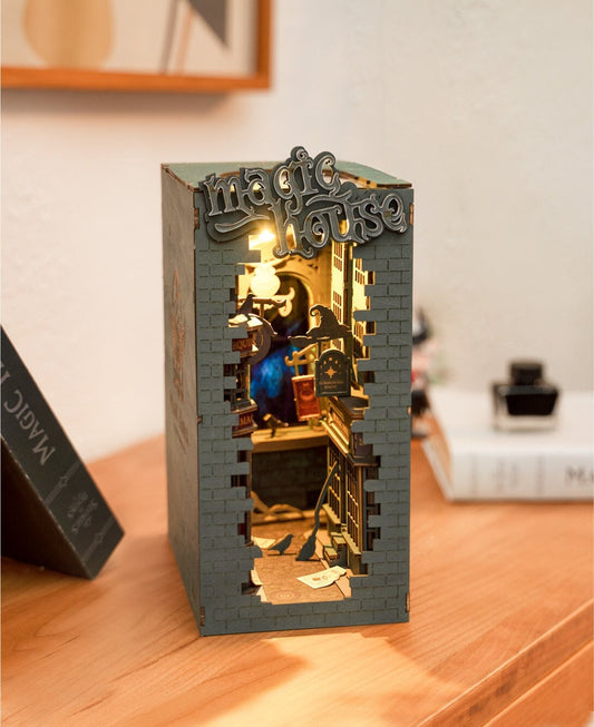 Build Your Own Book Nook, Doll House DIY Kit, Model Set, Miniature Book Nook Craft Kit for Adults, Mini Diorama Room, Magic House