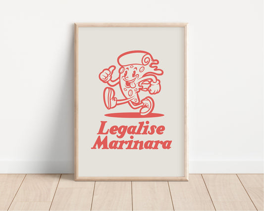 Legalise Marinara, Gallery Wall, Funny Kitchen Wall Art, Kitchen Prints, Retro Poster, Retro Wall Decor, Vintage Prints, Unframed, Kitchen