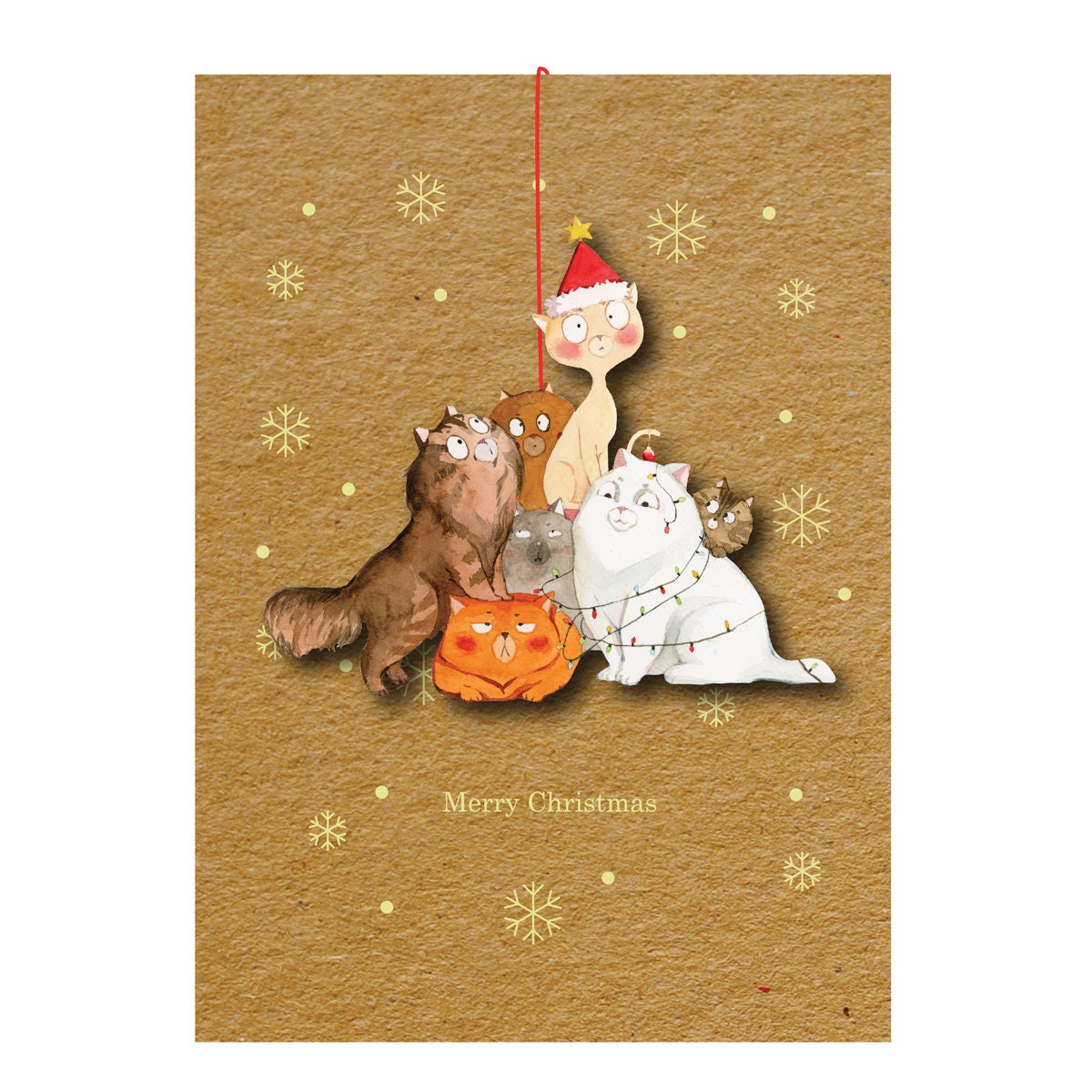3D Pop Up Christmas Decoration Card, Card For Cat Lover, Cat Bauble Card, Pop up Card, Cards For Cat Lovers, Pop Up cards, 3D Design