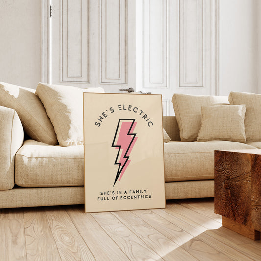 She's Electric Oasis Inspired Art Print, Oasis Wall Art, She's Electric, Music Print, Rock Music Art, Music Wall Art, Oasis, Music Lyrics,