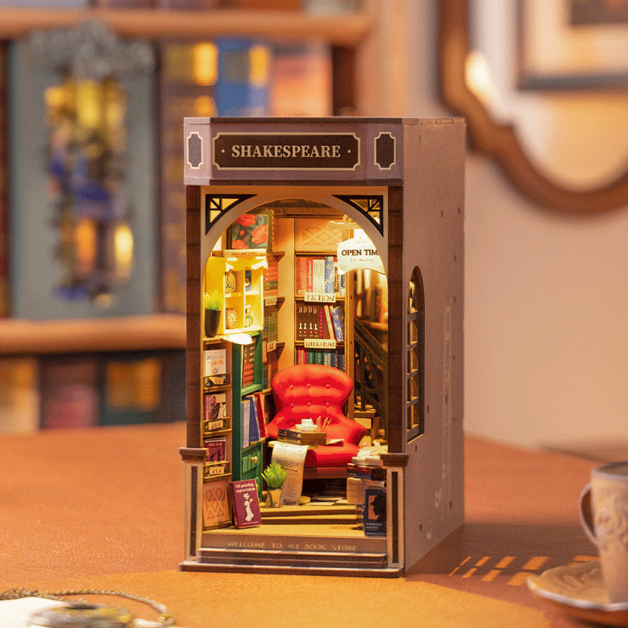 Build Your Own Bookstore, Doll House DIY Kit, Model Set, Miniature Bookstore Craft Kit for Adults, Mini Diorama Room with Furniture, Books