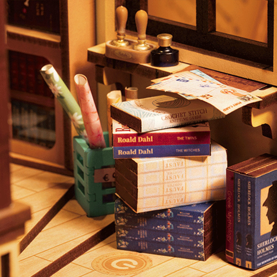Build Your Own Bookstore, Doll House DIY Kit, Model Set, Miniature Bookstore Craft Kit for Adults, Mini Diorama Room with Furniture, Books
