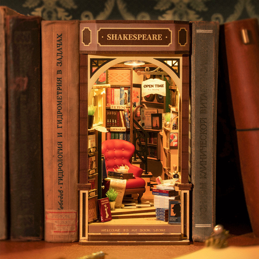 Build Your Own Bookstore, Doll House DIY Kit, Model Set, Miniature Bookstore Craft Kit for Adults, Mini Diorama Room with Furniture, Books