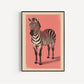 Zebra on Pink Background Print, Maximalist Animal Wall Art, Tropical Boho Safari Zebra Prints, Eclectic Jungle Decor, Zebra Prints