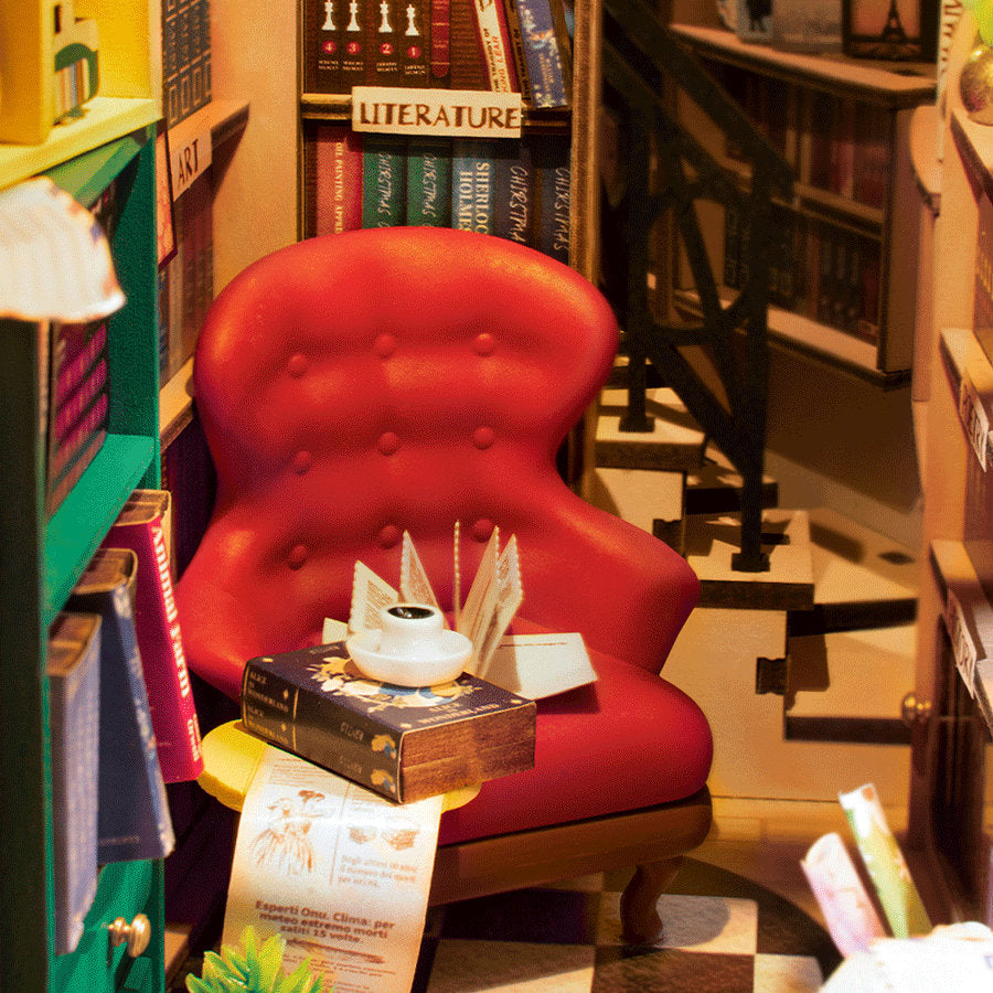 Build Your Own Bookstore, Doll House DIY Kit, Model Set, Miniature Bookstore Craft Kit for Adults, Mini Diorama Room with Furniture, Books