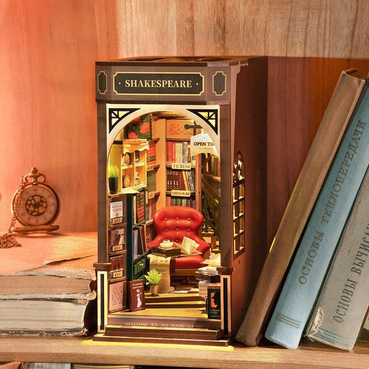 Build Your Own Bookstore, Doll House DIY Kit, Model Set, Miniature Bookstore Craft Kit for Adults, Mini Diorama Room with Furniture, Books