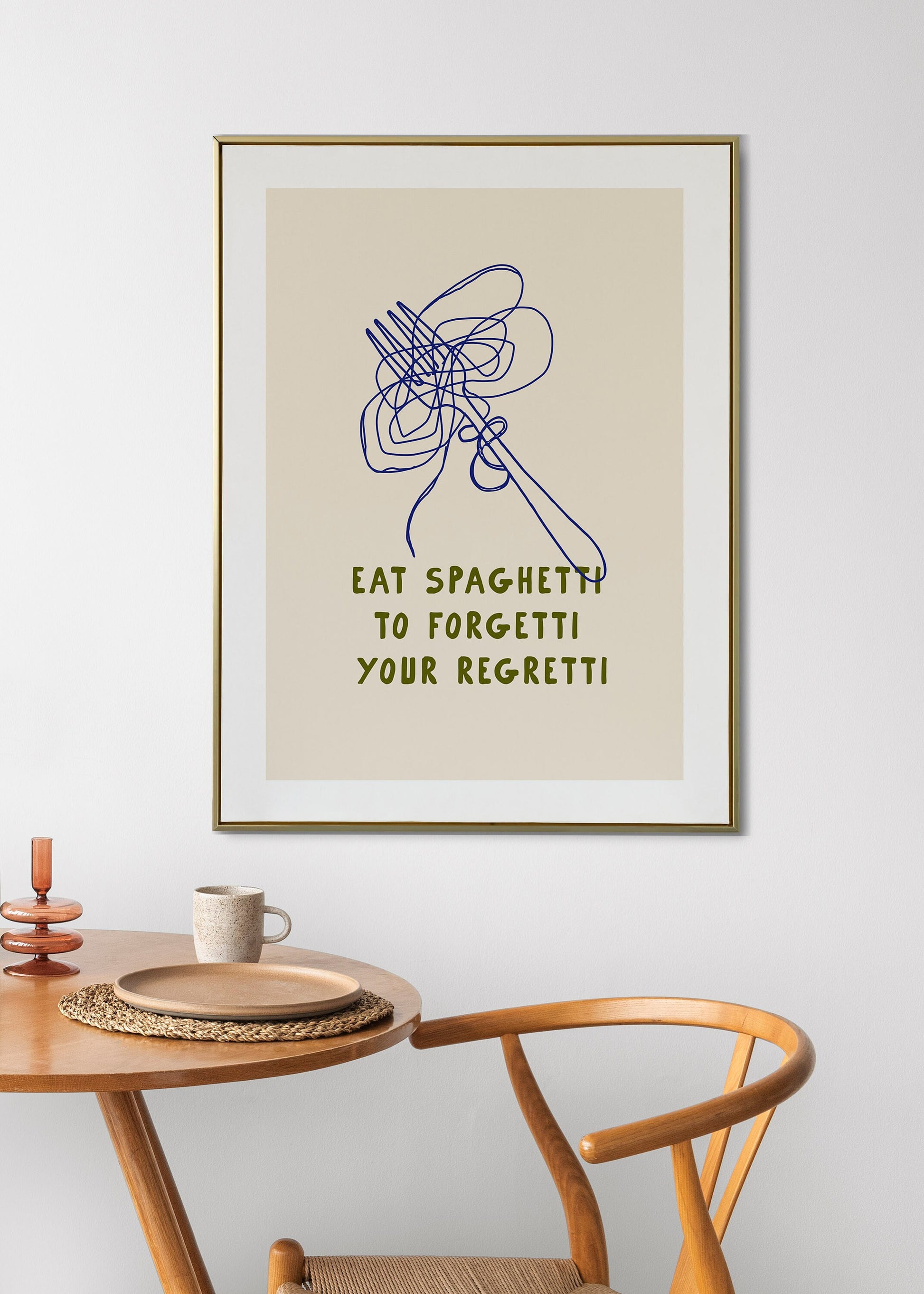 Spaghetti Art Print, Trendy Retro Wall Art, Quote Poster, Pasta Print, Kitchen Wall Decor, Food Prints, Spaghetti Kitchen Prints, Food Art